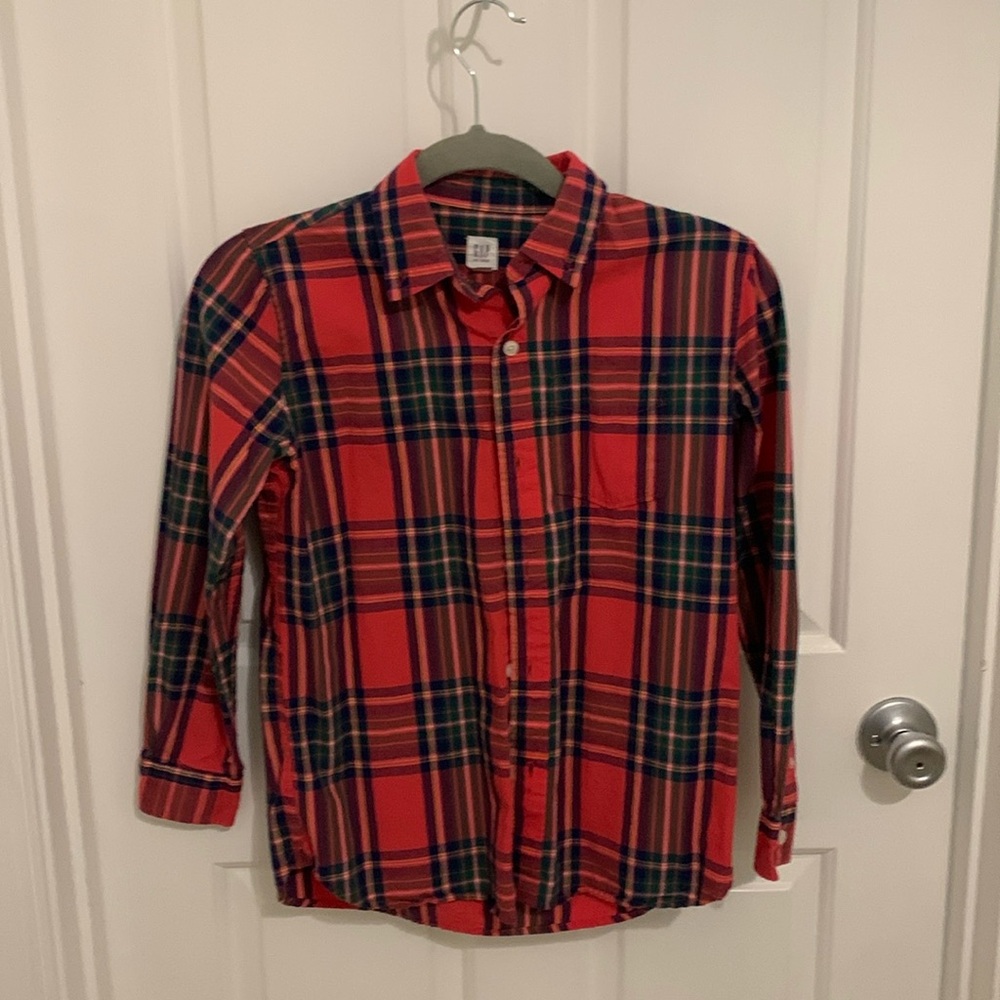 Gap kids plaid boys button down shirt size large 10. Very good used condition